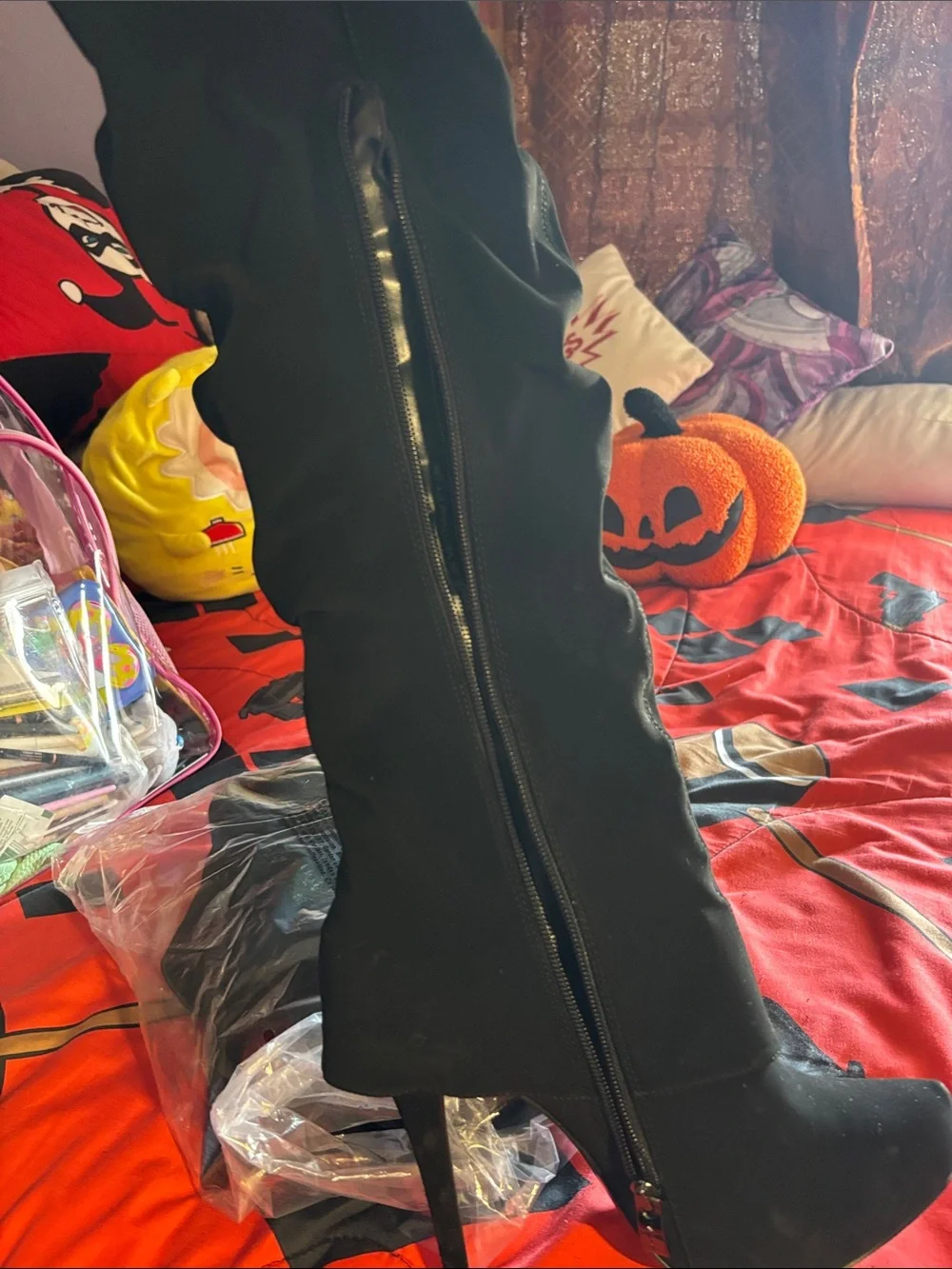 Black adult Over-the-Knee Boot with Side Zipper